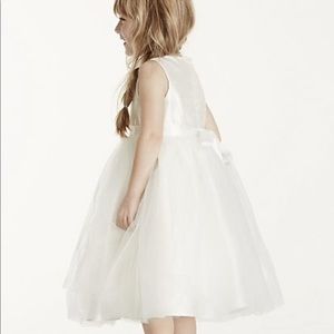david's bridal flower girl dress with tulle and ribbon waist